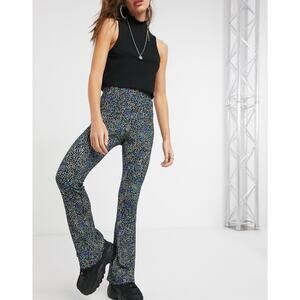 TOPSHOP Floral Flare Pants Womens 6 Boho Chic School Maximalist Funky Unique Fun